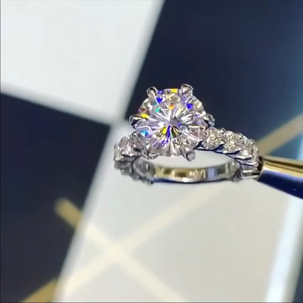 New Women’s925 Sterling Silver Diamond Bridal Ring - Picture 4 of 6